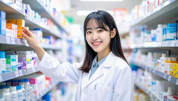 笑顔で働く薬剤師 笑顔で働く薬剤師の写真