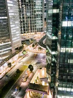 Night office street in Shiodome, JPG Night office street in Shiodome, JPG