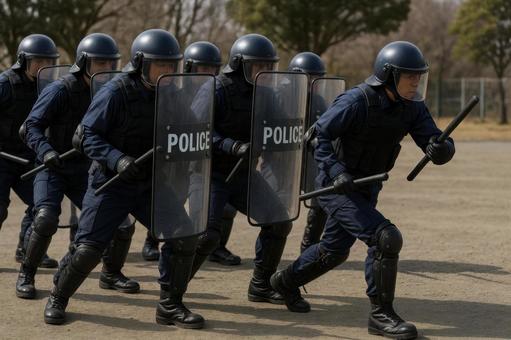 機動隊の訓練風景の写真