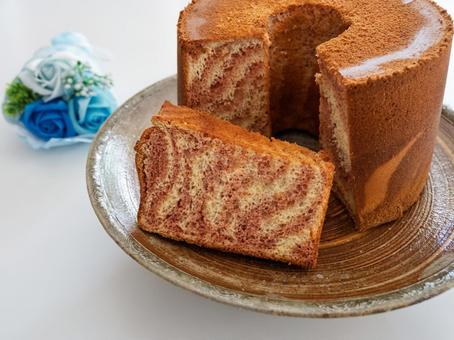 Photo, chiffon cake, coffee, black, 