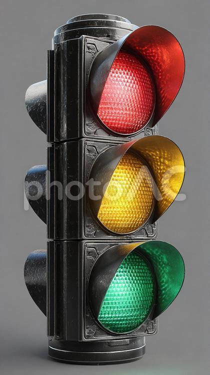 赤、黄、緑に光る信号 信号機,交通,光の写真素材