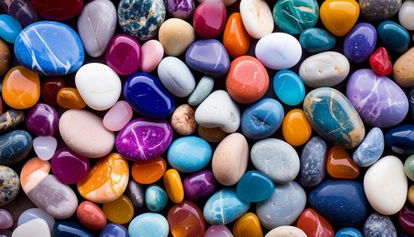 カラフルな玉砂利の敷材のテクスチャの写真