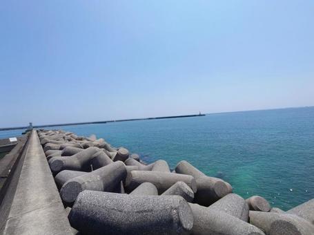 海とテトラポット 海とテトラポットの写真