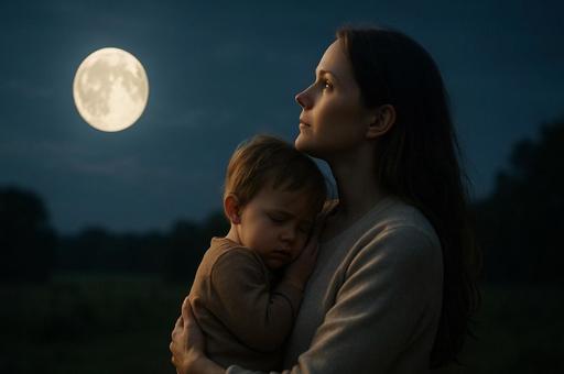 月夜に抱かれる母子 月夜に抱かれる母子の写真