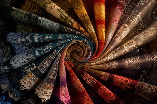 多様な民族模様のカラフルファブリックの写真