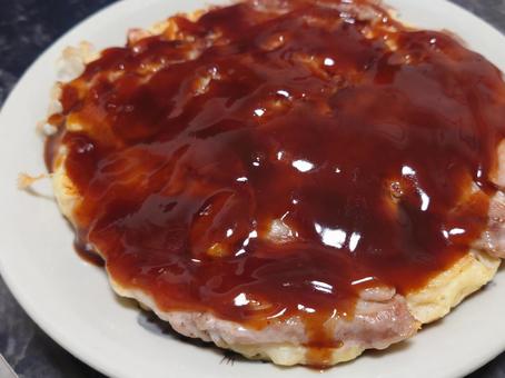 家で焼いた、お好み焼き　② お好み焼き,粉モン,家庭料理の写真素材