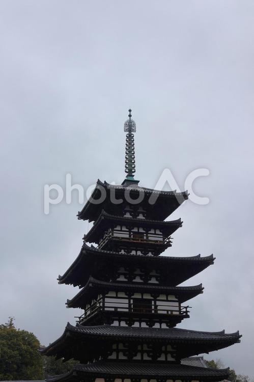 ３月下旬の奈良薬師寺の伽藍の風景 背景,薬師寺,寺の写真素材