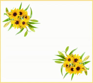 黄色と緑色の2種花束イメージ素材 黄色と緑色の2種花束イメージ素材 花,百合,ひまわりの写真素材
