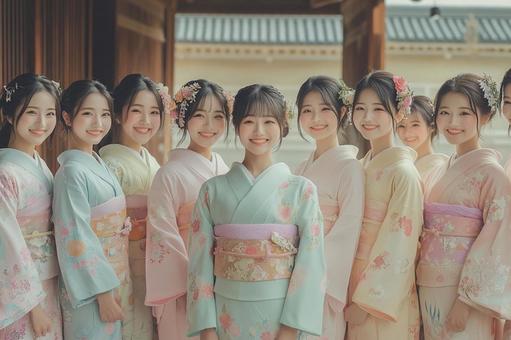 着物姿の女性たちのイメージ 着物姿の女性たちのイメージの写真