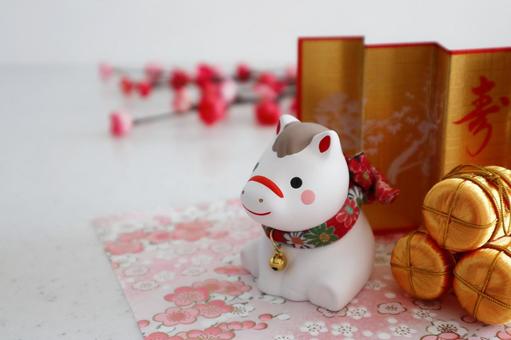 午年の年賀状素材 年賀状,午,白馬の写真素材