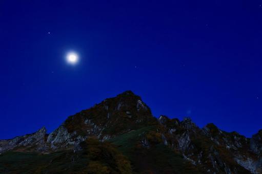 千畳敷カールの夜 千畳敷カール,月,夜景の写真素材
