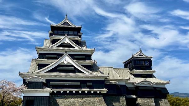 晴れた日の熊本城 晴れた日の熊本城 熊本,熊本城,城の写真素材
