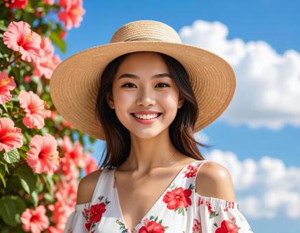 夏旅・南国の花と彼女 夏旅・南国の花と彼女の写真