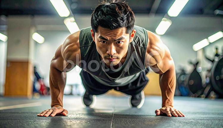 体幹を鍛える日本人男性 男性,エクササイズ,ヘルスケアの写真素材