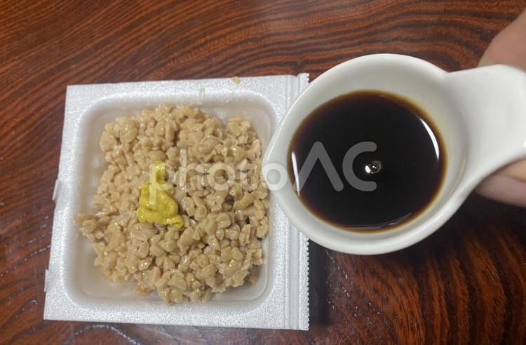ひきわり納豆　黒酢 納豆,ひきわり納豆,カラシの写真素材