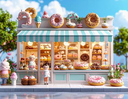 ドーナツの店、ミニチュア ドーナツの店、ミニチュアの写真