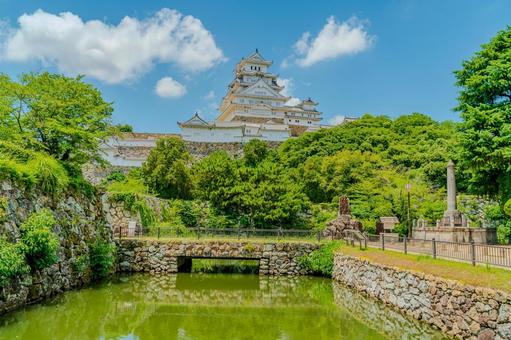 内堀越しに望む姫路城 歴史,姫路城,白鷺城の写真素材