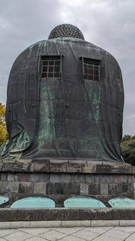 鎌倉大仏 後ろ姿 国宝,仏像,神奈川観光の写真素材