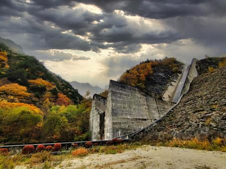 高瀬渓谷　高瀬ダム 山,渓谷,ダムの写真素材