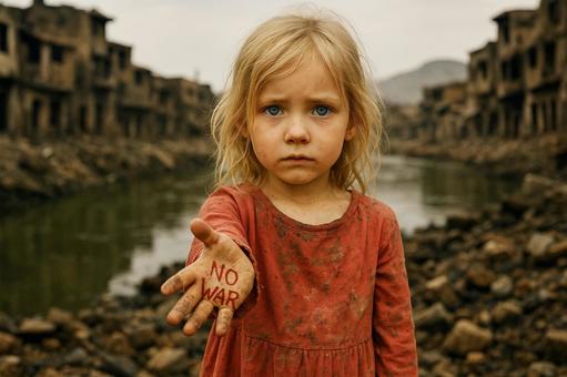 悲しむ少女と戦争反対の訴え5 悲しむ少女と戦争反対の訴え5の写真