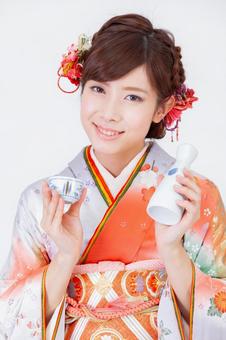 振袖を着た女性 晴れ着,成人の日,成人の写真素材