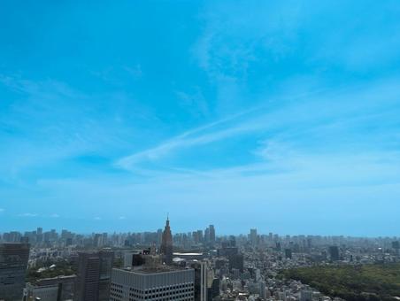 The blue sky of the city center as seen from the Tokyo Metropolitan Government Building Observatory, JPG