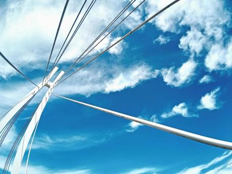 空模様83 空模様83 青空,白い雲,白い橋の写真素材