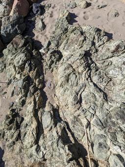 砂から見える岩肌 砂から見える岩肌の写真