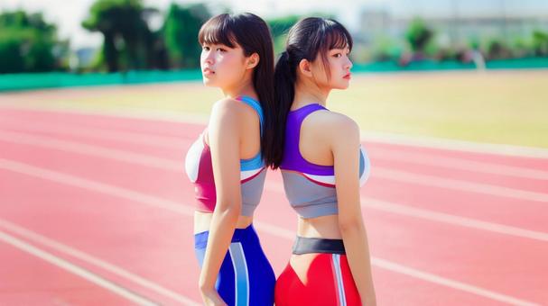 陸上競技を楽しむ若い女性26 陸上競技を楽しむ若い女性26の写真