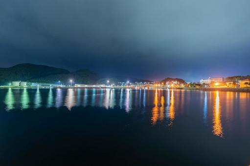 夜の油津港 夜の油津港 油津港,港,海の写真素材