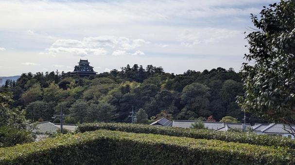 明々庵の敷地内から見た松江城 松江城,国宝,日本100名城の写真素材