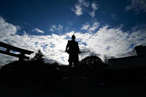 豊臣秀吉公像のシルエット 大阪府 豊臣秀吉,秀吉像,豊臣秀吉公の写真素材