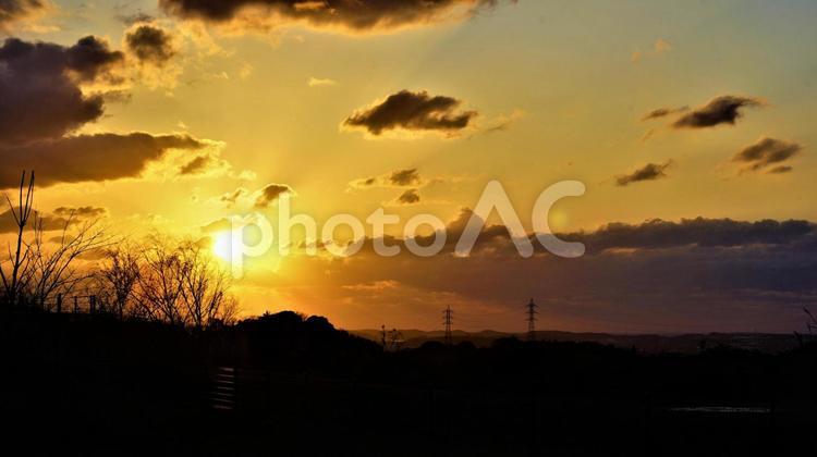 美しい冬の夕焼。 自然,夕焼,冬の写真素材