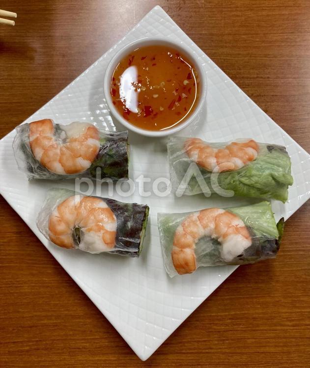 ベトナム風生春巻き ベトナム料理,生春巻き,海老の写真素材