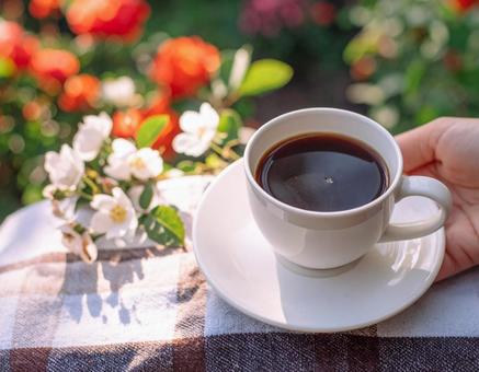花とコーヒー 花とコーヒーの写真