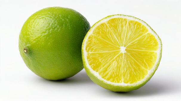 ビタミンCが豊富な、白い背景のライムの写真