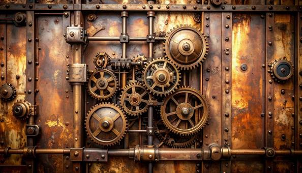 壊れかけた歯車 スチームパンク風 銅金属 壊れかけた歯車 スチームパンク風 銅金属の写真