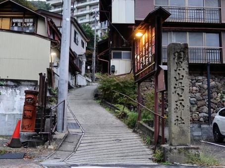 会津若松 東山温泉 温泉街 会津若松,東山温泉,残念坂の写真素材