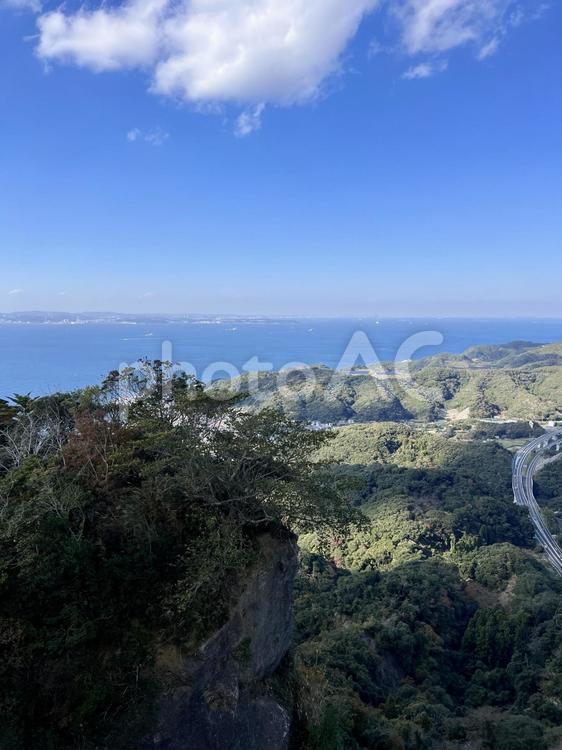 鋸山地獄のぞきからの景色 千葉,房総,内房の写真素材