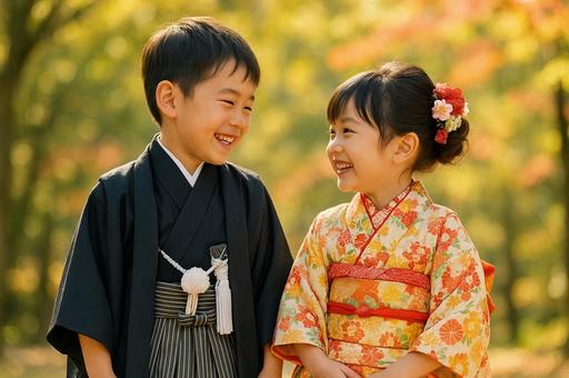 七五三の兄妹ショット 七五三の兄妹ショットの写真