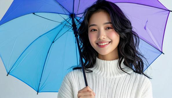 傘と女性 傘と女性の写真