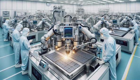 最先端の半導体製造クリーンルーム 最先端の半導体製造クリーンルームの写真