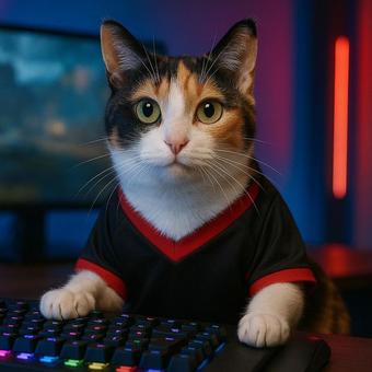 プロゲーマーの三毛猫の写真