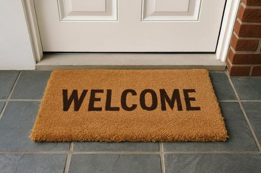 WELCOMEと書かれた玄関マット WELCOMEと書かれた玄関マットの写真