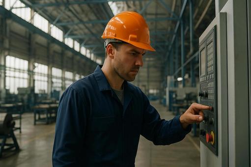 操作パネルを確認中 操作パネルを確認中の写真