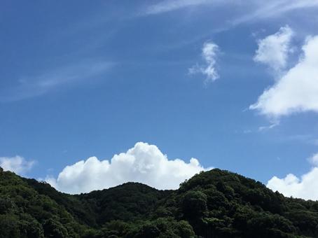 Blue sky, clouds and mountains, JPG