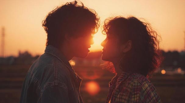 夕暮れに近づくふたり 夕暮れに近づくふたりの写真