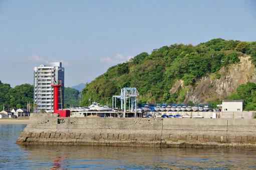 三津浜港からの風景 三津浜港からの風景 海,海の風景,三津浜港の写真素材