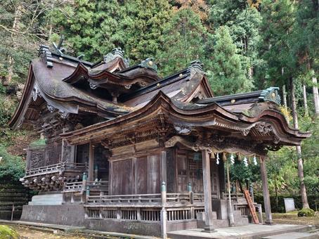 福井県-大瀧神社・岡太神社-下宮本拝殿 大瀧神社,岡太神社,神社の写真素材