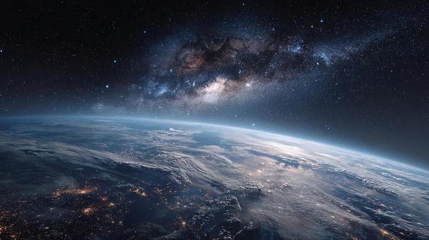 宇宙から見た青く輝く地球 宇宙から見た青く輝く地球の写真